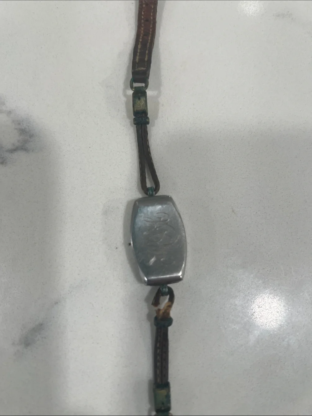 Vintage Vadis Brown Leather Wristwatch with Silver-Tone Case